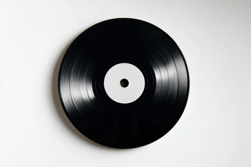 Obraz premium Black vinyl record on white background