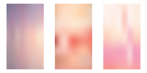 Fototapeta premium Pink Peach Soft Gradient Background Set. Color Warm Pastel Texture Light Bg. Vector Phone Wallpaper