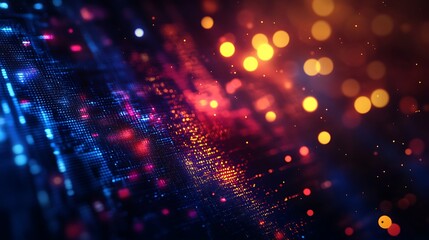 Fototapeta premium Abstract Dotted Pattern with Blue and Orange Bokeh Lights Background Texture