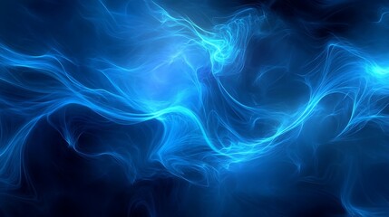 Abstract Energy Waves in Blue, Electric Plasma, Swirling Light Lines Background
