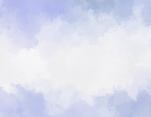 Soft watercolor wash in pale blue and lavender tones with a central white space. Gentle and dreamy abstract background with textured edges.
