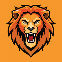 Fototapeta premium Angry Roaring Lion Head Vector Emblem