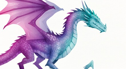 Obraz premium Colorful gradient dragon fantasy illustration