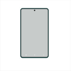 Mobile phone, blank gray screen, thin green border, for props, white background illustration vector