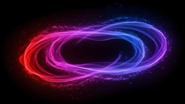 Abstract glowing ring of color swirls on black background. Good for tech or design