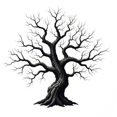 Spooky Dead Tree Black Silhouette PNG for Horror Art