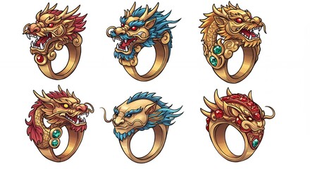 Dragon head rings illustration