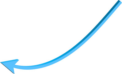 Obraz premium A blue 3d arrow curves upwards and to the right against a white background