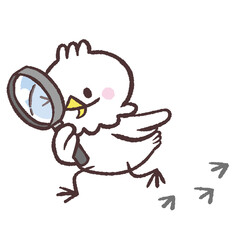 虫眼鏡で探す白い鳥のイラスト © おひさまストック