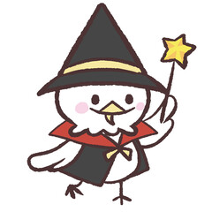 	魔法をかける白い鳥のイラスト