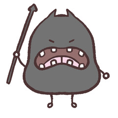 槍を振り上げるばい菌のイラスト