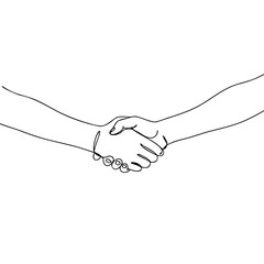 Fototapeta premium Line drawing of handshake symbolizing agreement and partnership 