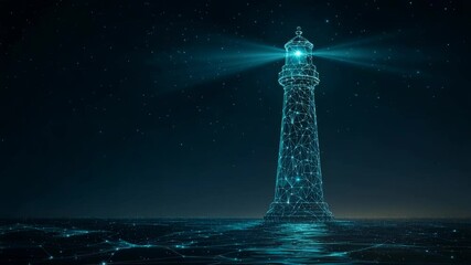 Futuristic Lighthouse Guiding Through the Digital Sea, a Beacon of Technology and Innovation - Powered by Adobe