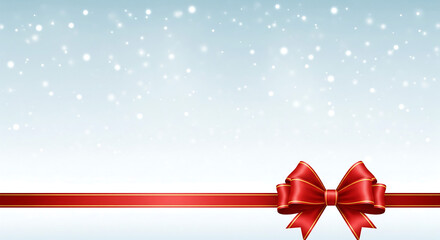 A festive background captures winter charm with snowfall and a decorative red bow, perfect for holiday greeting cards and themed digital designs that evoke winter spirit.