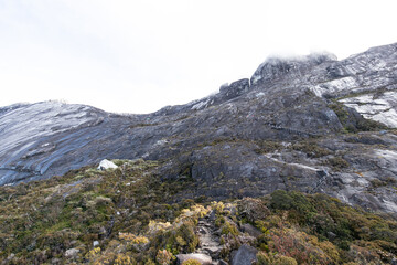 Obraz premium Mountain side staircase of Mount Kinabalu, Sabah, Borneo, Malaysia