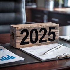 Year 2025 desk planning concept