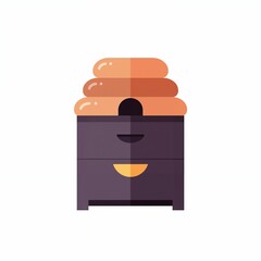 Minimalist design features a beehive box with a flat vector style, emphasizing modern aesthetics and functionality