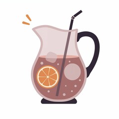A pitcher filled with lemonade features lemon slices and a straw, perfect for summer gatherings and refreshing drinks