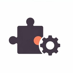 This design blends a puzzle piece with a cog, symbolizing modern collaboration and problem-solving