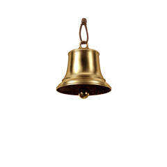 Golden Bell Hanging Against a Green Background