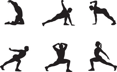 Silhouette Illustrations Diverse Yoga and Fitness Poses