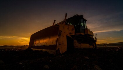 Fototapeta premium The bulldozer symbolizes progress in harmony with nature. 