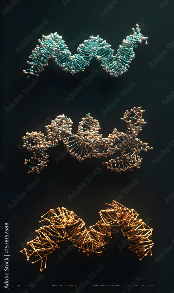 Poster metallic interwoven strands on dark backdrop displaying interconnected structure symbolizing complex