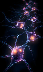 Detailed neural network visualization illuminating complex cell connections and intercommunication for scientific