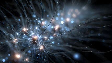 Intricate neural network visualization abstract background showcasing interconnected nodes and pathways for science
