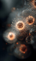 Dreamy dandelion seed heads with dew drops and soft focus evoke ethereal beauty magical dandelion clocks sparkling
