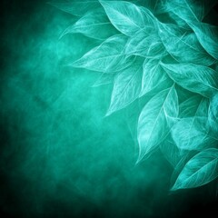 Teal Background with Translucent Leaves