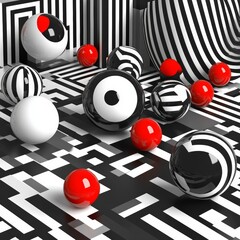 Three-Dimensional Rendering of Spheres on a Geometric Surface