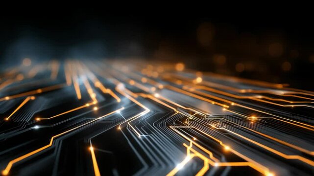 sleek metallic floor with neon light glowing cyber verse abstract background, futuristic and technology theme 