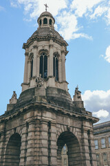 tower of trinity famous irish college over cloudy sky 