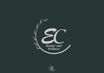 EC Monogram with Leaf Emblem for Beauty and Wellness Brand