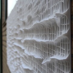 White Paper Grid with Undulating Wave Pattern