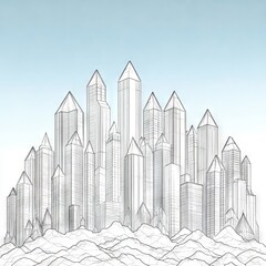 Wireframe Skyscraper Cityscape Illustration
