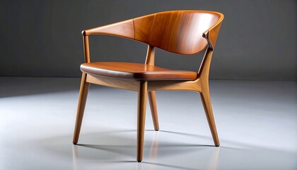 Wooden chair with curved armrests