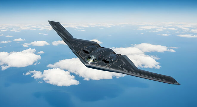 Northrop B-2 Spirit Bomber in the blue sky