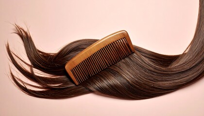 Wooden comb in brown hair