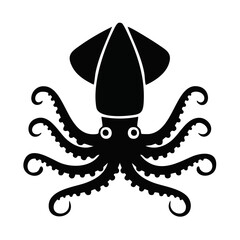 Squid Black Glyph Icon (Color Changes Available in SVG)