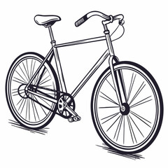 Isolated white background bicycle with wheels and pedals, perfect for cycling sport or transport