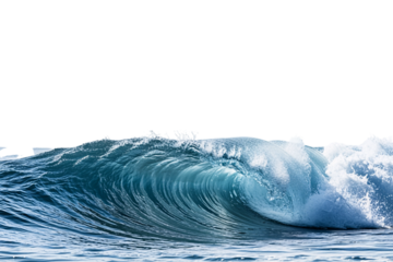 Powerful blue ocean wave breaking with spray, natural ocean environment, beautiful seascape.