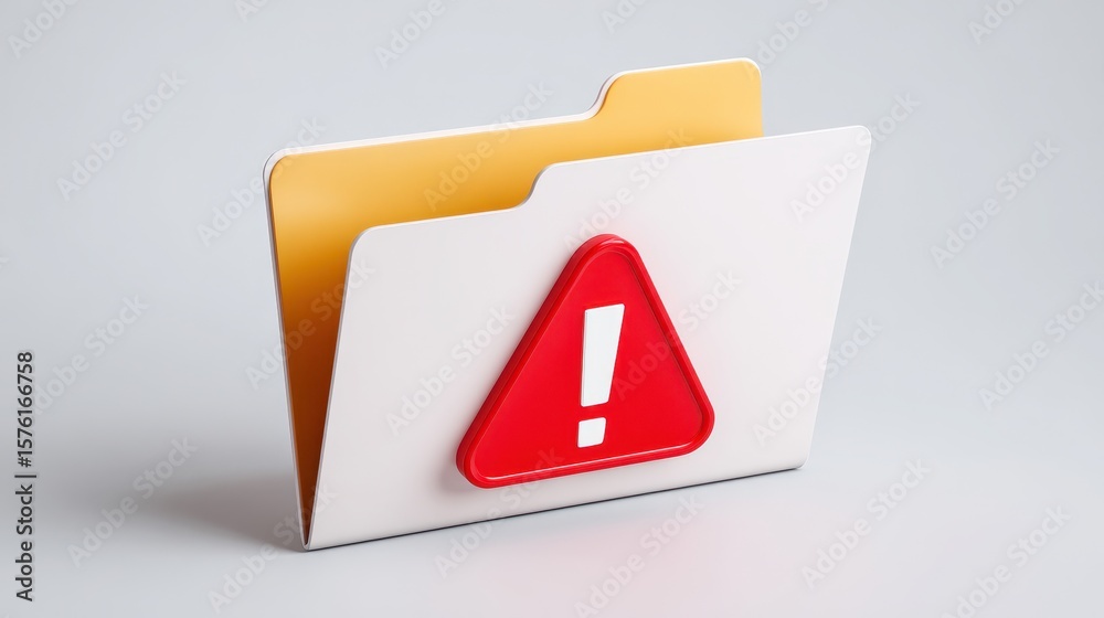 Aufkleber a file folder featuring a red triangular warning symbol, emphasizing caution or alertness in a profe