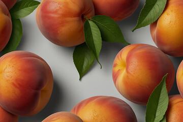 Fresh ripe apricots and peaches on a branch, showcasing healthy, sweet, and juicy organic fruit perfect for a vegetarian diet.