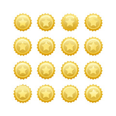 Gold star award badge collection vector illustration for achievement design