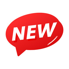 New arrival promotion sticker in red speech bubble for sale marketing campaign