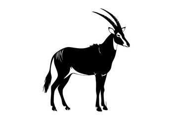 Sable antelope vector illustration, african wildlife animal silhouette design art