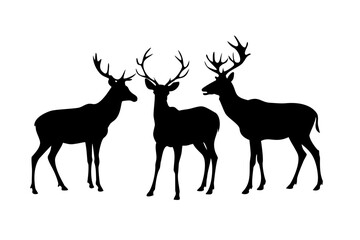 Naklejka premium Three deer silhouette vector image for hunting designs and wildlife illustrations