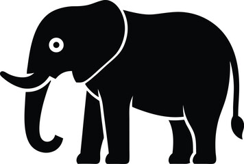 Elephant silhouette logo design icon vector illustration. Black color Elephant logo template